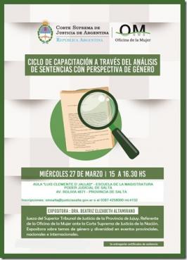 “Ciclo de capacitación a través del análisis de sentencias con perspectivas de género”