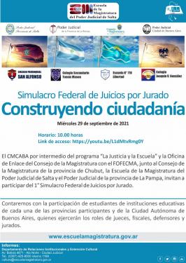 Salta participará de un simulacro de juicio por jurados con alumnos del secundario