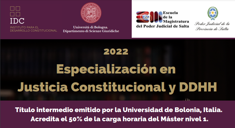 Especialización y máster en justicia constitucional y derechos humanos de la universidad de Bolonia
