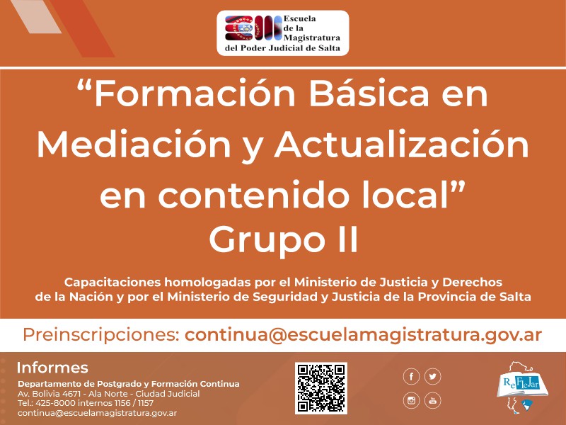 "Formación Básica en Mediación y Actualización en contenido local" - Grupo II
