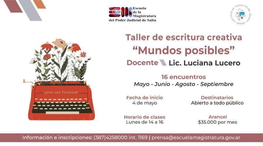 Inscripciones abiertas para el taller de escritura de la Escuela de la Magistratura
