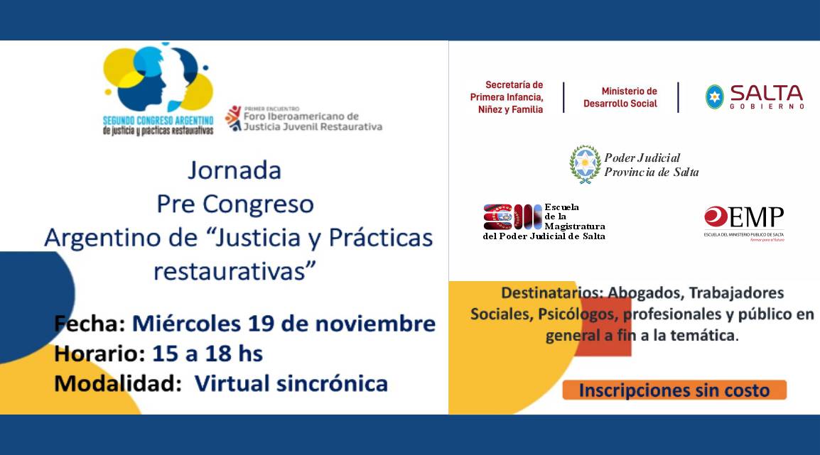 Jornada Pre Congreso Argentino de “Justicia y Prácticas Restaurativas”