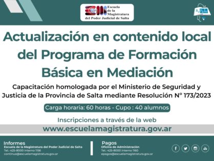 Actualización en contenido salteño del Programa de Formación Básica en Mediación